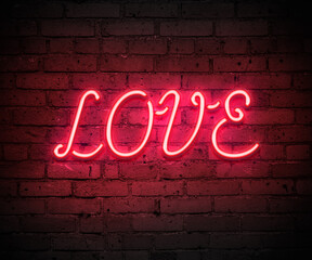 Naklejka na ściany i meble Love neon sign background wallpaper valentines card