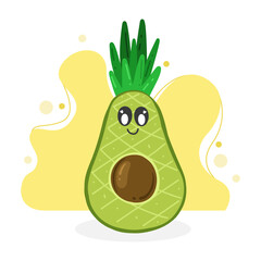Funny avocado, avocado exercise. Summer funny avocado like pineapple. Avocado exercise vector illustration for background, wallpaper, and fabric. Vector illustration
