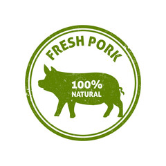 Pork badge, label. Fresh farm food logotype cooking pork vector labels