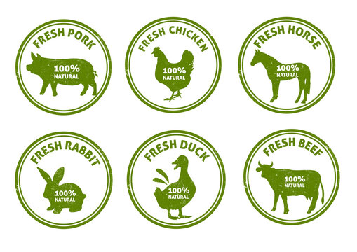 100% fresh. The extensive set of quality vintage chicken emblems, badges, and logos. Vector illustration of a chicken. Great for farms, poultry, organic, butcher shops, restaurants