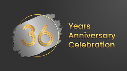 Fototapeta premium 36 Years Anniversary Celebration, Perfect template design for anniversary celebration with gold color for booklet, leaflet, magazine, brochure poster, web, invitation or greeting card. Vector template