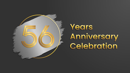 56 Years Anniversary Celebration, Perfect template design for anniversary celebration with gold color for booklet, leaflet, magazine, brochure poster, web, invitation or greeting card. Vector template