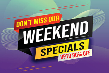 Weekend Special sale tag. Banner design template for marketing. Special offer promotion retail. background banner modern graphic design for advertising store shop, online store, website