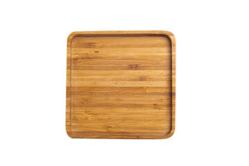 wooden rectangular bowl isolated on white,