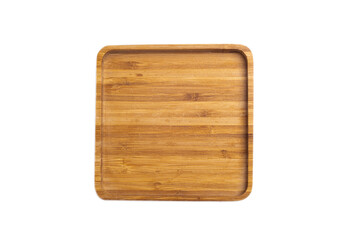 wooden rectangular bowl isolated on white,