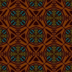 Ikat geometric folklore ornament, Tribal ethnic texture. Seamless striped pattern in Aztec style, Figure tribal embroidery, Scandinavian, Ikat pattern