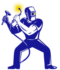 welder welding holding up equipment