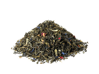 Pile of aromatic herbal tea isolated on white