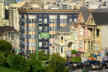 The famous Alamo Square residential district of San Francisco, California