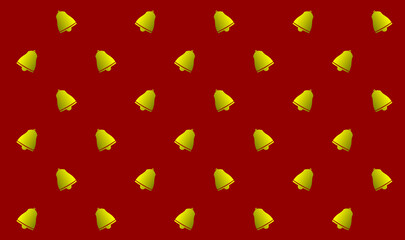 Christmas Golden Bells Pattern with red background - wrapping stamp wallpaper decor industry business