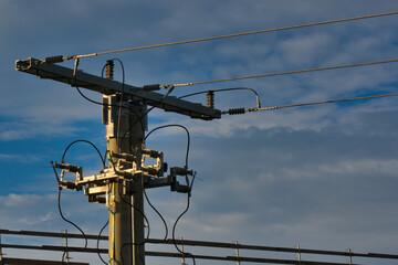 concrete High Voltage Electricity Pole close up