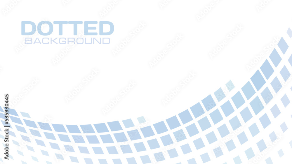 Poster Bluish dotted background with swirl by squares. Simple pattern