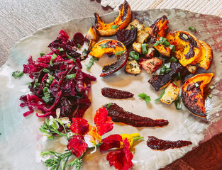 Farm to table healthy plant-based gourmet dinner