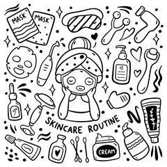 Skin care Routine Hand Drawn Doodle