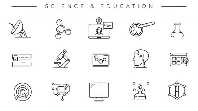Animated icons on Science and Education theme.