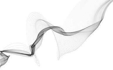 Abstract background with monochrome wave lines on white background.