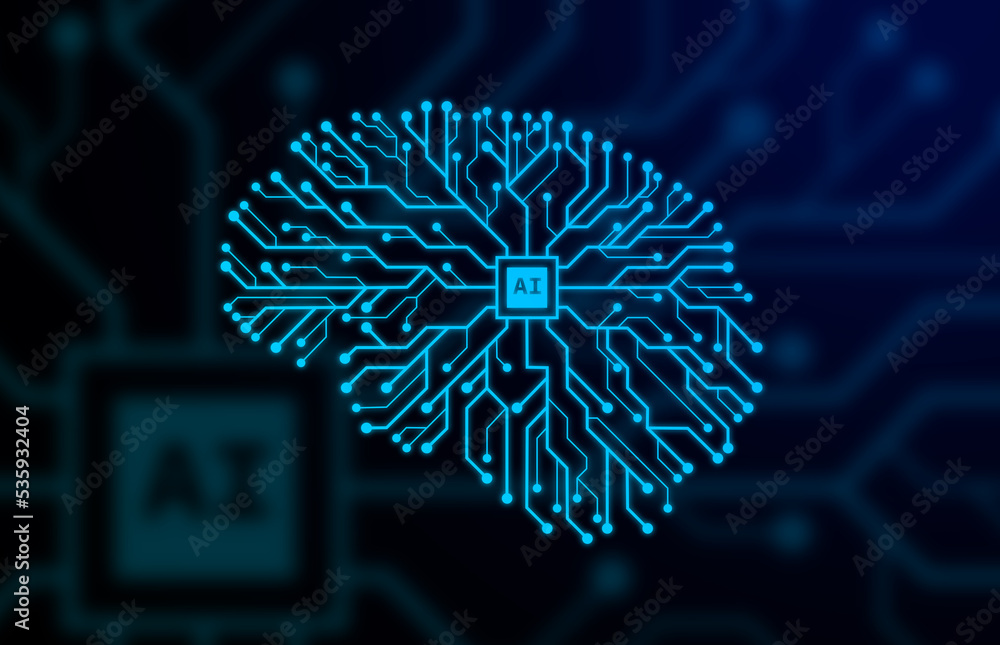 Poster Abstract futuristic background with Artificial Intelligence design theme. Modern Technology illustration for banner and poster copy space 