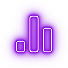 Neon purple graph icon, glowing settings icon on transparent background