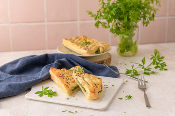 Spinach puff pastry with ricotta cheese