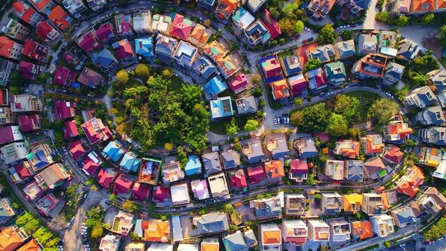 aerial view of modern village in midtown of guangzhou