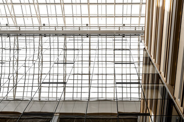 glass ceiling from inside the building