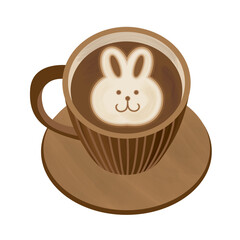 2023年賀素材　卯年　うさぎのラテ