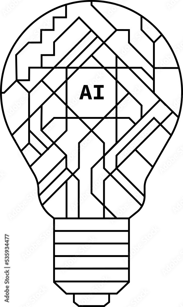 Poster - in futuristic artificial intelligence design theme. Printed circuit board outline illustration for design element. Modern technology networking with ai processor