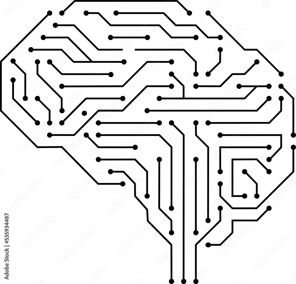 Aufkleber - in futuristic artificial intelligence design theme. printed circuit board outline illustration for