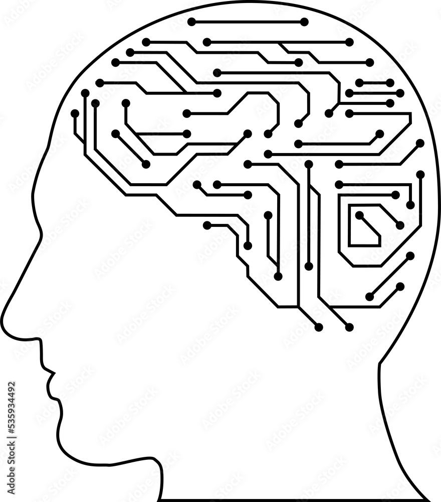 Poster - in futuristic artificial intelligence design theme. printed circuit board outline illustration for