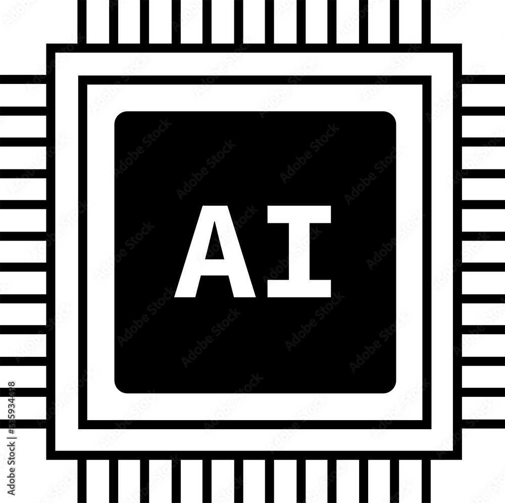 Aufkleber - in futuristic artificial intelligence design theme. Printed circuit board outline illustration for design element. Modern technology networking with ai processor