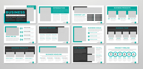 Fototapeta na wymiar set of corporate presentation template design with minimalist concept and modern layout use for annual report and business profile 