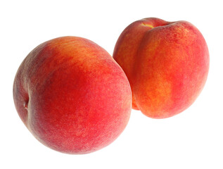 Delicious ripe juicy peaches isolated on white