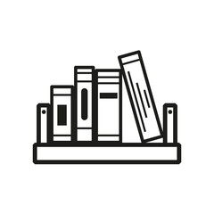shelf with books icon. Old paper. Vector illustration. Stock image.