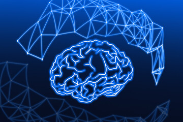 Illustration of human brain on color background