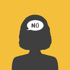 Woman thinks or says 'no'.