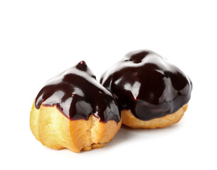 Delicious eclairs isolated on white background