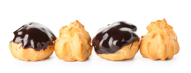 Delicious eclairs isolated on white background