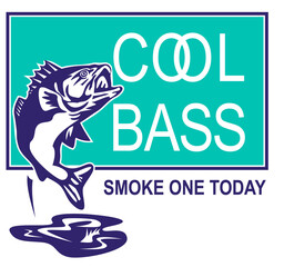 illustration of a largemouth bass jumping with words 