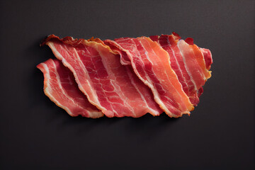 Delicious Cook Bacon and Black Copy space Background For Menu Restaurant or Recipe Text and Advisement.