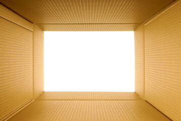 Cardboard box frame border looking through up isolated center transparent background photo PNG file