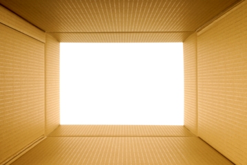 Cardboard box frame border looking through up isolated center transparent background photo PNG file