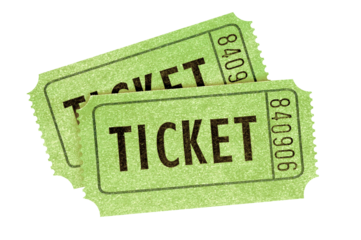 Two green admission tickets isolated photo transparent background PNG file