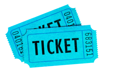 Two blue cinema tickets photo transparent background isolated PNG file