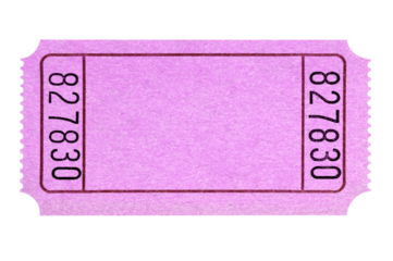 Blank pink movie or raffle ticket isolated transparent background photo PNG file