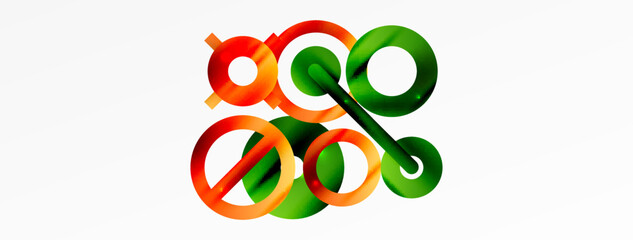 Naklejka premium Minimal geometric abstract background. Circle, line and round shapes design. Trendy techno business template for wallpaper, banner, background or landing