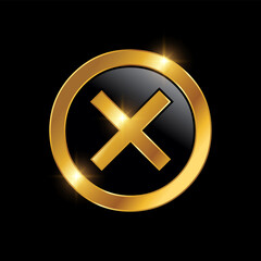 Golden Luxury X Sign Icon