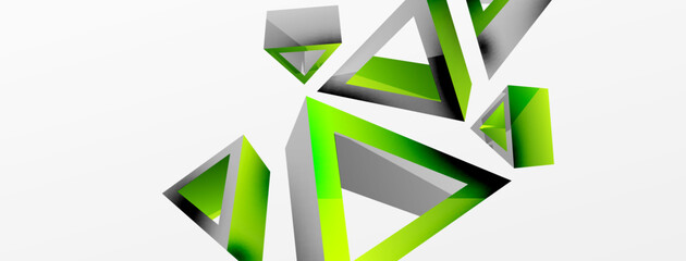 Triangle abstract background. 3d vector basic shape technology or business concept composition. Trendy techno business template for wallpaper, banner, background or landing