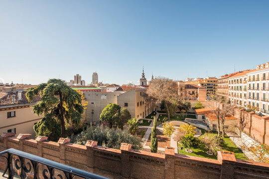 Facades of old residential buildings and a large private property of the Catholic church that does not pay ibi tax