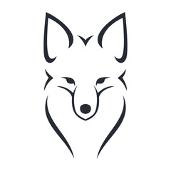 Graceful red fox silhouette, stylized fox, monochrome, vector