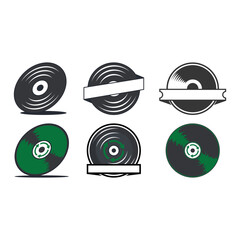 Retro vinyl records badges